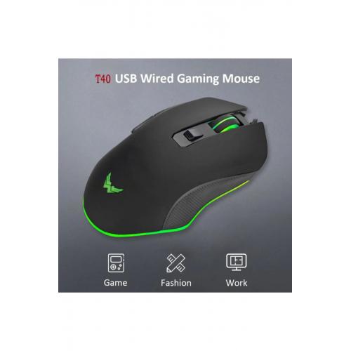 T40 2400 Dpı Rgb Işıklı Profesyonel Kablolu Optik Oyuncu Mouse