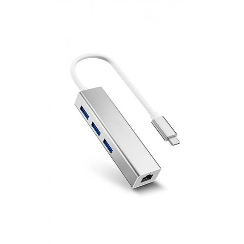 Fc05 Type-c To 3 X 3.0 Usb Rj45 Lan Ethernet Çevirici Macbook Uyumlu