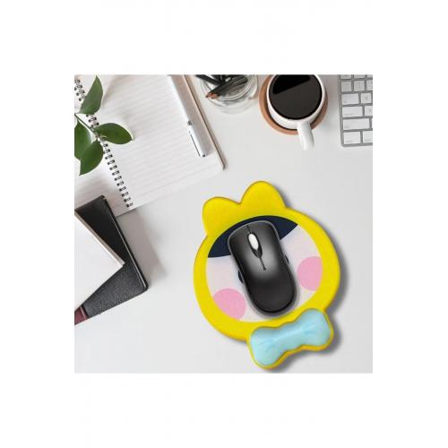 Desenli Ergonomik Desenli Mouse Pad Sarı - Kız Desenli