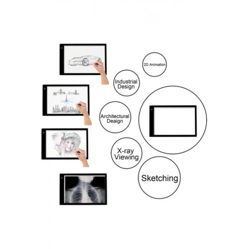 A4 Led Ultra Ince Animasyon, Çizgi Film, Portre, Dövme Grafik Çizim Tableti