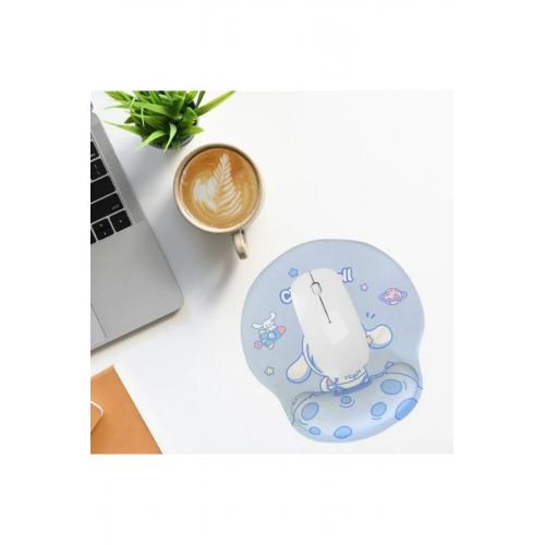 Desenli Ergonomik Desenli Mouse Pad Ve Bilek Desteği Set - Mavi-cinnamaroll