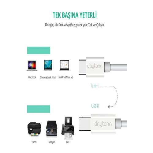 Tb1-1 Type-c To Usb B Telefon Bilgisayar Tablet Için Piyano Yazıcı Çevirici Kablo (1-metre)