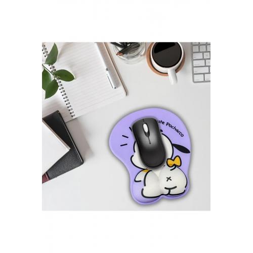 Desenli Ergonomik Desenli Mouse Pad Mor - Köpek Desenli