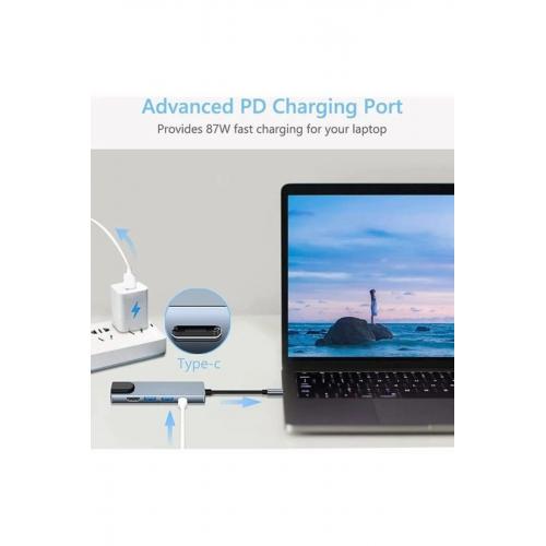 Cf55 Macbook Uyumlu Type-c To 2*usb 3.0 Hdmı Ethernet Rj45 Pd Çevirici Hub Adaptör