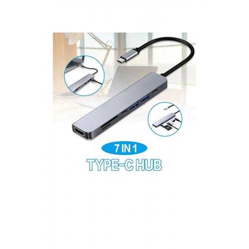 Cf08 Macbook Uyumlu Type-c To 4k 1080p Uhd Hdmı Type-c Pd Şarj 2 Usb3 Çevirici Hub Adaptör