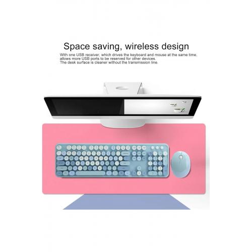 Mofii Sweet 104 tuşlu PC Notebook Macbook Uyumlu Renkli Klavye Mouse Set Mavi