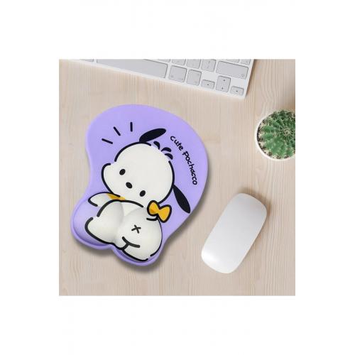 Desenli Ergonomik Desenli Mouse Pad Mor - Köpek Desenli