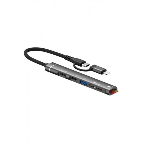 Hc-13fl Macbook Uyumlu Type C Usb To Usb 3.0 Type-c Sd/tf 5 Port Çevirici Adaptör