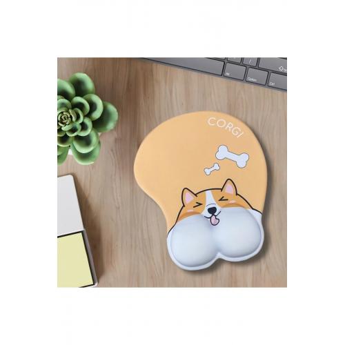 Desenli Ergonomik Desenli Mouse Pad - Turuncu - Corgi