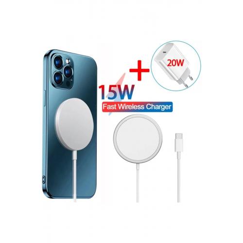 Iphone 12/12 Pro/ 12 Pro Max/ 12 Mını 5w/5w Uyumlu Kablosuz Wireless Şarj Ve 20w Adaptör Seti