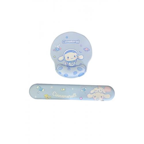 Desenli Ergonomik Desenli Mouse Pad Ve Bilek Desteği Set - Mavi-cinnamaroll