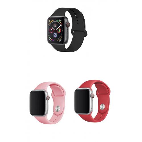 Apple Watch 8 Uyumlu 45mm Klasik Silikon Kordon 3'lü Set-B23