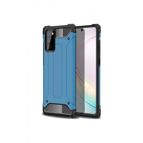 Samsung Galaxy Note 20 Kılıf Çift Katmanlı Armour Case Mavi