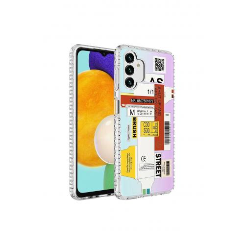 Galaxy A04S için Renkli Desenli Elegans Sert Silikon Kapak No1