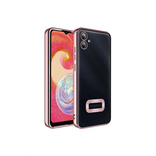 Galaxy A05 için Kılıf Kamera Korumalı Logo Gösteren Omega Kapak Rose Gold