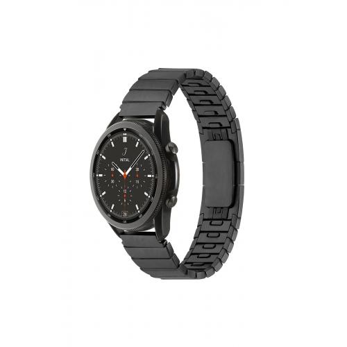 Amazfit Pace 46mm (22mm) Çizgi tasarımlı Metal Kordon Siyah Kordon-82