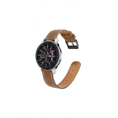 Samsung Galaxy Watch (46mm) Için 22mm Kahverengi Suni Deri Kordon-29