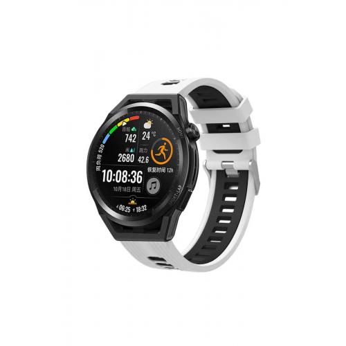 Amazfit Pace Için Beyaz- Siyah 22mm Renkli Silikon Kordon-55