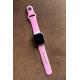 Apple Watch SE Uyumlu 44mm Klasik Silikon Kordon Pembe