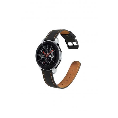 Huawei Watch Gt 2 Pro Için 22mm Siyah Suni Deri Kordon-29