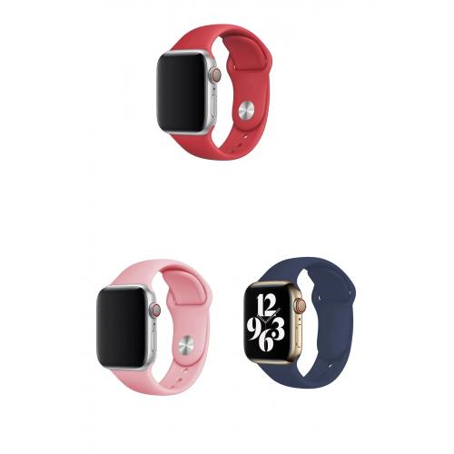 Apple Watch Ultra Uyumlu 49mm Klasik Silikon Kordon 3'lü Set-B12