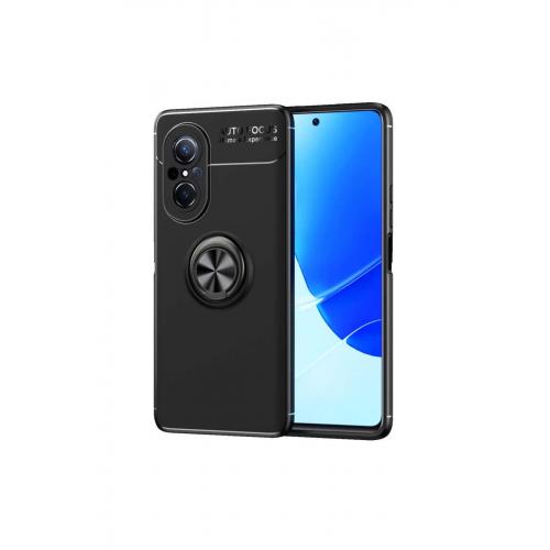 Huawei Nova 9 Se Için Yüzüklü Manyetik Ravel Silikon Kılıf Siyah