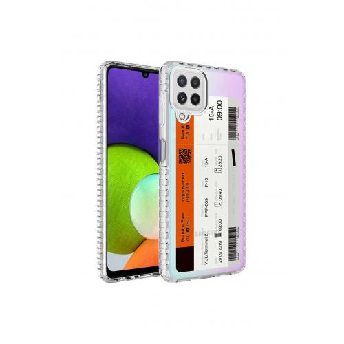 Galaxy M32 için Renkli Desenli Elegans Sert Silikon Kapak No1