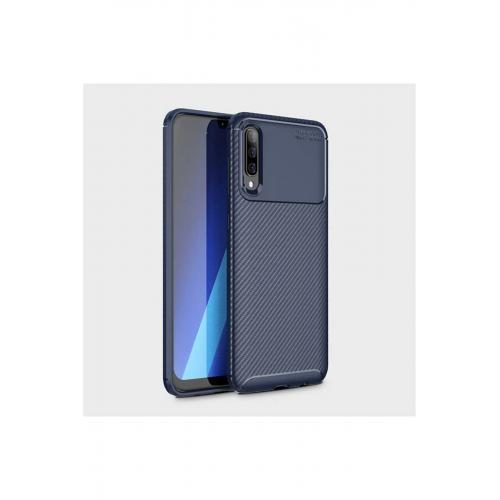 Samsung Galaxy A50 Için Karbon Tasarımlı Negro Silikon Kılıf Lacivert