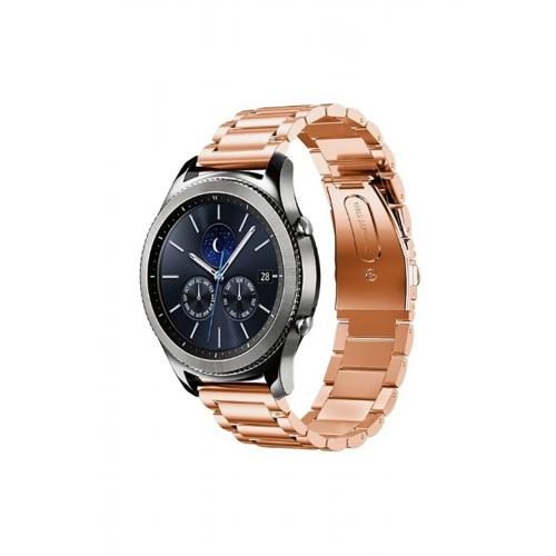 Samsung Galaxy Watch 3 (41mm) Için Rose Gold 20mm Klasik Metal Kordon-04