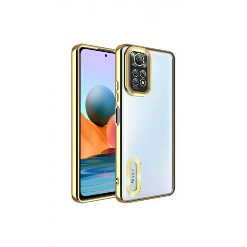 Xiaomi Redmi Note 11 Için Kamera Korumalı Logo Gösteren Omega Silikon Kapak Gold