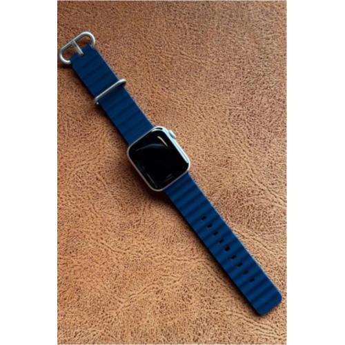 Apple Watch 6 Uyumlu 44mm Ocean Silikon Kordon Lacivert