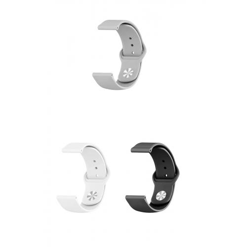 Xiaomi Watch S1 Active Uyumlu 22mm Klasik Silikon Kordon 3'lü Set-B18