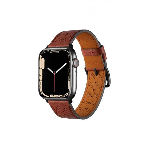 Apple Watch Se 40mm Pu Deri Kordon Strap Kayış Mürdüm Kordon-76