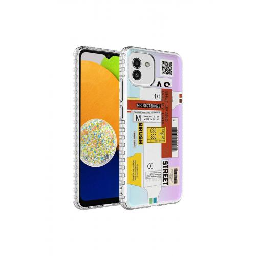 Galaxy A04 için Renkli Desenli Elegans Sert Silikon Kapak No2