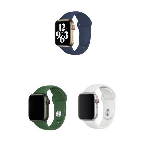 Apple Watch Ultra Uyumlu 49mm Klasik Silikon Kordon 3'lü Set-B6