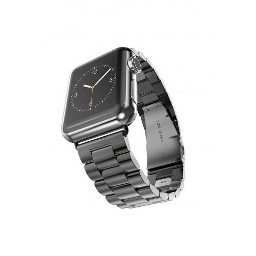 Apple Watch 9 Uyumlu 41mm Klasik Metal Kordon-04 Siyah