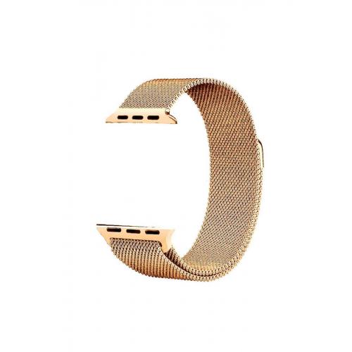 Apple Watch 7 41mm Mıknatıslı Hasır Metal Kordon Rose Gold Kordon-01