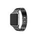 Apple Watch 3 4 5 6 7 8 9 SE Uyumlu 38-40-41mm pullu görünümlü Metal Kordon-30 Siyah