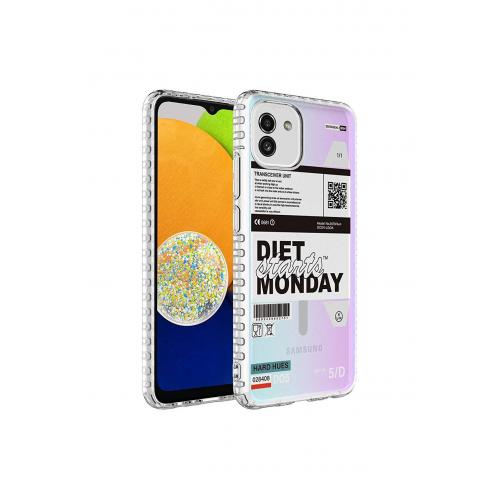 Galaxy A04 için Renkli Desenli Elegans Sert Silikon Kapak No5