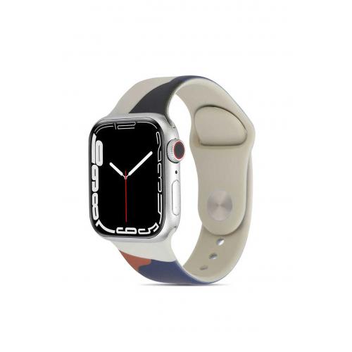 Apple Watch 8 Uyumlu 45mm Renkli Silikon Kordon-62 Koyu Mavi