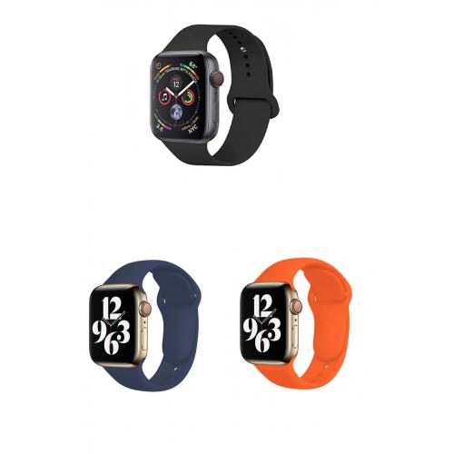 Apple Watch Ultra 2 Uyumlu 49mm Klasik Silikon Kordon 3'lü Set-B27