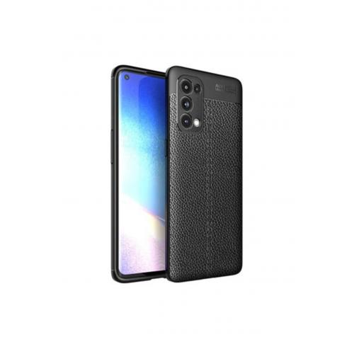 Oppo Reno 5 Pro 5g Deri Tasarımlı Niss Silikon Kılıf Siyah