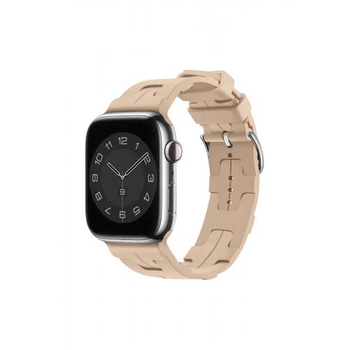 Apple Watch 38-40-41mm için Silikon Kordon-92 Açık Kahverengi