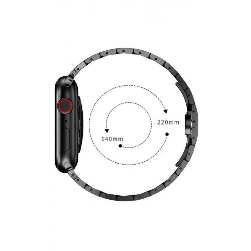 Apple Watch 8 Uyumlu 45mm geçmeli görünümlü Metal Kordon-63 Siyah