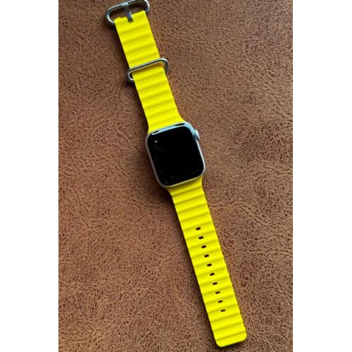 Apple Watch 7 Uyumlu 41mm Ocean Kordon Kaliteli Silikon Kayış Sarı