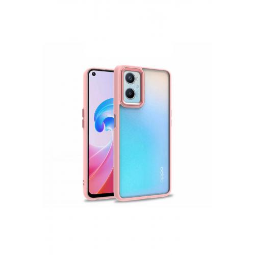 Oppo A76 Için Kenarları Renkli Flora Kapak Rose Gold