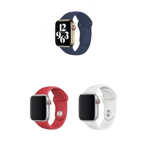 Apple Watch Ultra Uyumlu 49mm Klasik Silikon Kordon 3'lü Set-B3