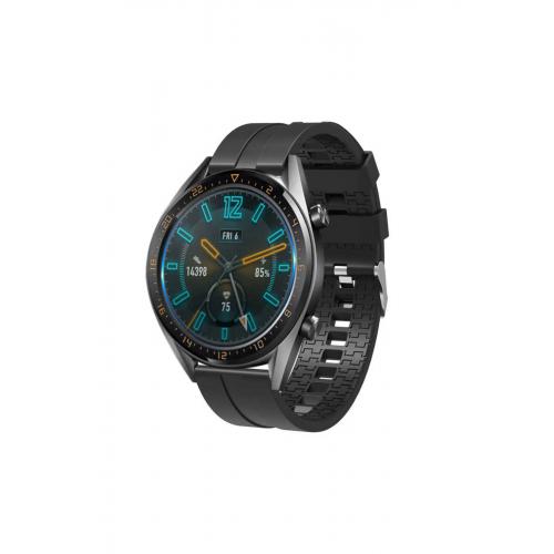 Huawei Watch GT 3 SE 22mm için içi desenli Silikon Kordon-23 Siyah