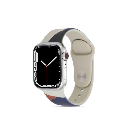 Apple Watch SE Uyumlu 44mm Renkli Silikon Kordon-62 Koyu Mavi