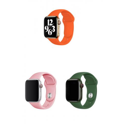 Apple Watch Ultra 2 Uyumlu 49mm Klasik Silikon Kordon 3'lü Set-B35